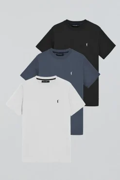Polo Club T-Shirts|Packs*Lot de trois T-shirts à manches courtes en noir, bleu denim et blanc avec logo Rigby Go Multicolore
