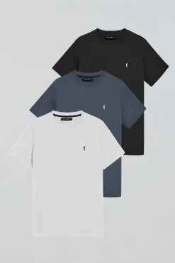 Polo Club T-Shirts|Packs*Lot de trois T-shirts à manches courtes en noir, bleu denim et blanc avec logo Rigby Go Multicolore