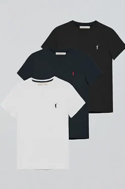 Polo Club Packs|T-Shirts*Lot de trois T-shirts noir, bleu marine et blanc à manches courtes et à logo brodé Rigby Go Multicolore