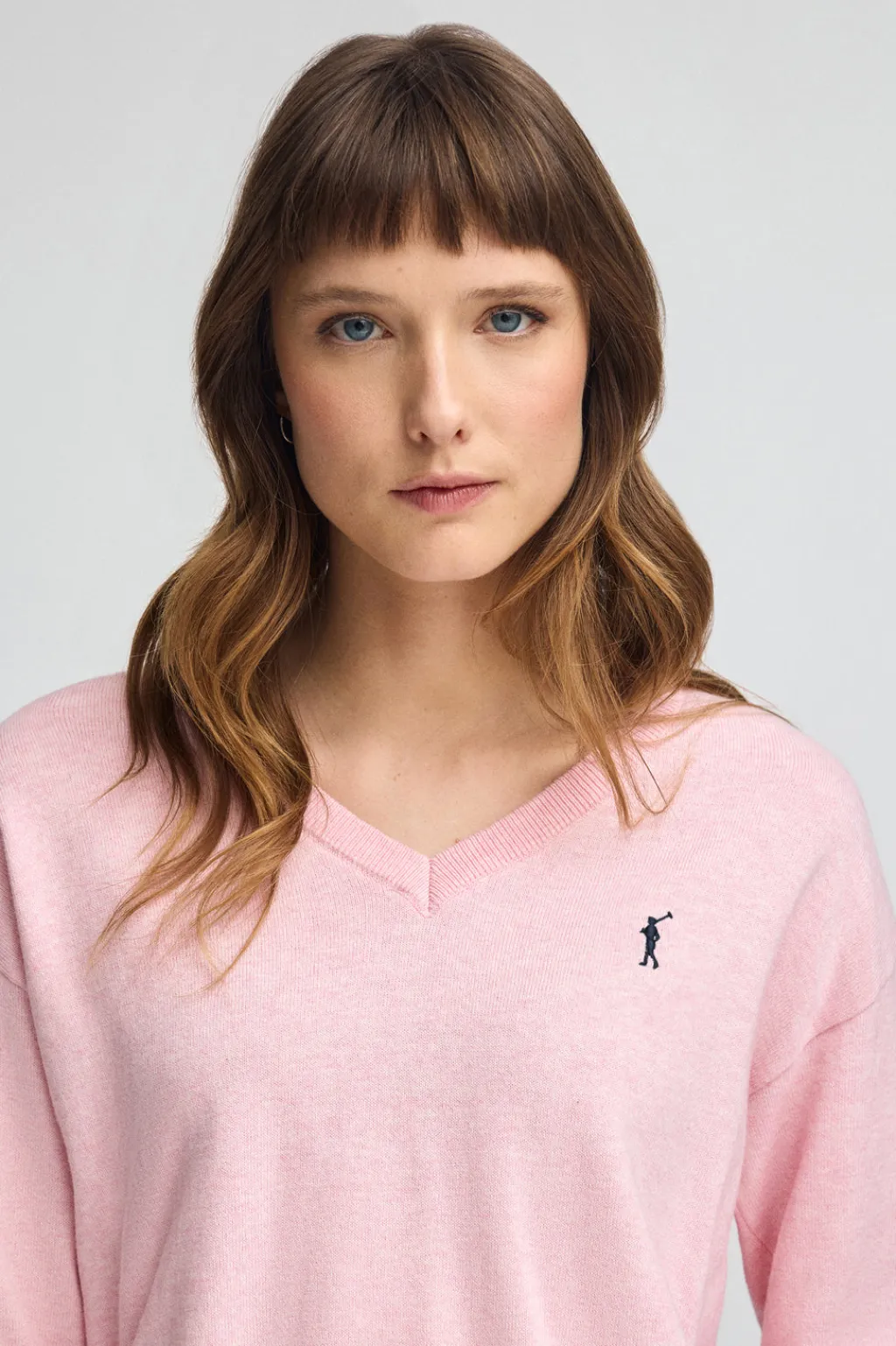 Polo Club Pulls|Packs*Lot pour femme de deux pulls noir et rose chiné à col en V en laine mélangée avec broderie Rigby Go Multicolore