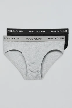 Polo Club Packs*Lots de deux slips noir et gris avec détail Multicolore