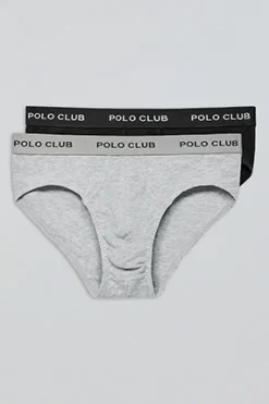 Polo Club Packs*Lots de deux slips noir et gris avec détail Multicolore