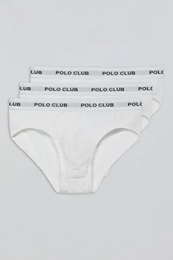 Polo Club Packs*Lots de trois slips s avec détail Blanc