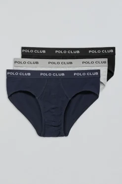 Polo Club Packs*Lots de trois slips noir, gris et bleu marine avec détail Multicolore