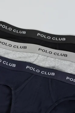 Polo Club Packs*Lots de trois slips noir, gris et bleu marine avec détail Multicolore