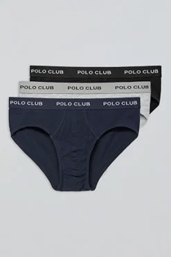 Polo Club Packs*Lots de trois slips noir, gris et bleu marine avec détail Multicolore