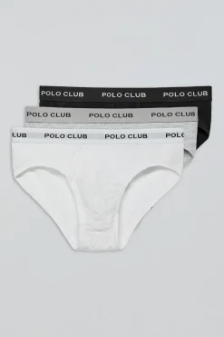 Polo Club Packs*Lots de trois slips noir, gris et blanc avec détail Multicolore