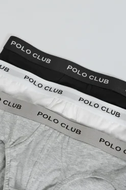 Polo Club Packs*Lots de trois slips noir, gris et blanc avec détail Multicolore