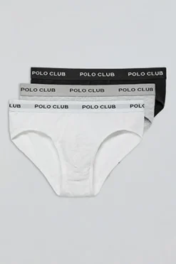 Polo Club Packs*Lots de trois slips noir, gris et blanc avec détail Multicolore