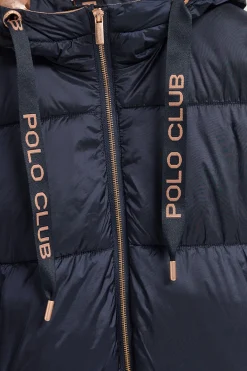 Polo Club Vestes*Manteau long et matelassé Rose à capuche fixe et détails Bleu Marine
