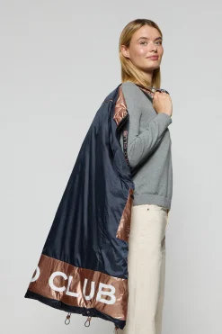 Polo Club Vestes*Manteau long et matelassé Rose à capuche fixe et détails Bleu Marine