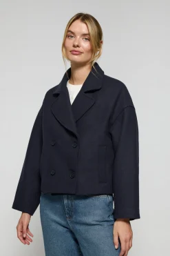 Polo Club Vestes*Manteau court en toile croisé et boutonné avec détails Bleu Marine