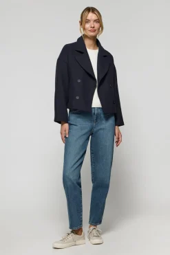 Polo Club Vestes*Manteau court en toile croisé et boutonné avec détails Bleu Marine