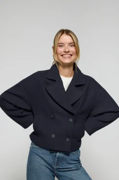 Polo Club Vestes*Manteau court en toile croisé et boutonné avec détails Bleu Marine