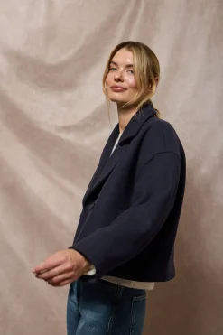 Polo Club Vestes*Manteau court en toile croisé et boutonné avec détails Bleu Marine