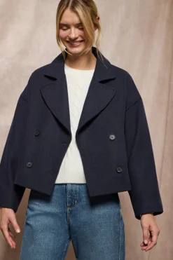 Polo Club Vestes*Manteau court en toile croisé et boutonné avec détails Bleu Marine