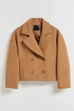 Polo Club Vestes*Manteau court en toile de couleur croisé et boutonné avec détails Camel