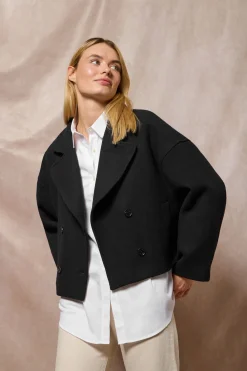 Polo Club Vestes*Manteau court en toile croisé et boutonné avec détails Noir
