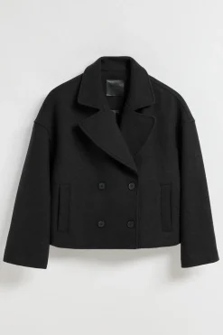 Polo Club Vestes*Manteau court en toile croisé et boutonné avec détails Noir