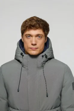 Polo Club Vestes*Manteau gris bitume Aspen matelassé à capuche fixe et détails Asphalte