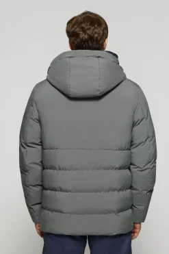 Polo Club Vestes*Manteau gris bitume Aspen matelassé à capuche fixe et détails Asphalte