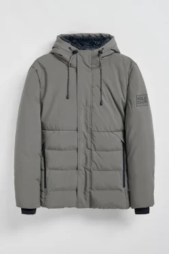 Polo Club Vestes*Manteau gris bitume Aspen matelassé à capuche fixe et détails Asphalte