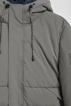 Polo Club Vestes*Manteau gris bitume Aspen matelassé à capuche fixe et détails Asphalte