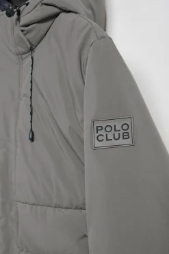Polo Club Vestes*Manteau gris bitume Aspen matelassé à capuche fixe et détails Asphalte
