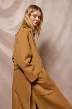 Polo Club Vestes*Manteau long Carrie couleur en drap et détails Camel