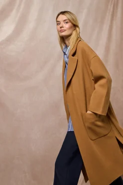 Polo Club Vestes*Manteau long Carrie couleur en drap et détails Camel