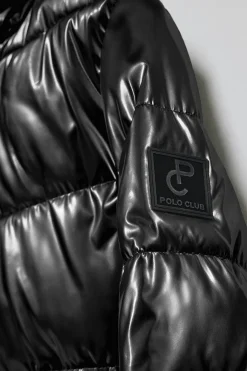 Polo Club Vestes*Manteau métallisé Catele à capuche fixe et détails Noir