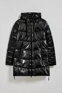 Polo Club Vestes*Manteau métallisé Catele à capuche fixe et détails Noir