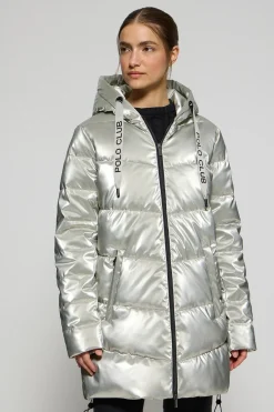 Polo Club Vestes*Manteau métallisé Catele avec capuche fixe et détails Platine