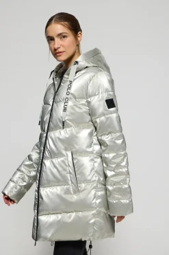 Polo Club Vestes*Manteau métallisé Catele avec capuche fixe et détails Platine