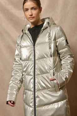 Polo Club Vestes*Manteau métallisé Catele avec capuche fixe et détails Platine