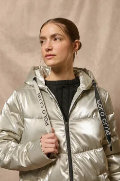 Polo Club Vestes*Manteau métallisé Catele avec capuche fixe et détails Platine