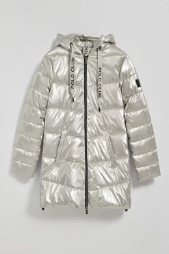 Polo Club Vestes*Manteau métallisé Catele avec capuche fixe et détails Platine