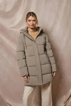 Polo Club Vestes*Manteau Roma couleur avec capuche amovible et détails Taupe