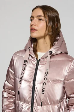 Polo Club Vestes*Manteau métallisé Catele avec capuche fixe et détails Rose