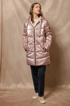 Polo Club Vestes*Manteau métallisé Catele avec capuche fixe et détails Rose