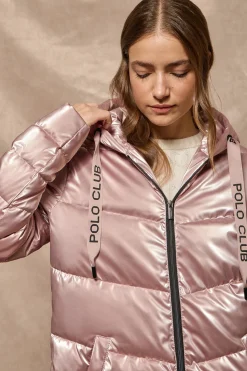 Polo Club Vestes*Manteau métallisé Catele avec capuche fixe et détails Rose