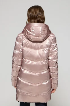 Polo Club Vestes*Manteau métallisé Catele avec capuche fixe et détails Rose