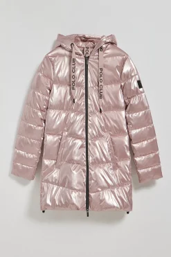 Polo Club Vestes*Manteau métallisé Catele avec capuche fixe et détails Rose