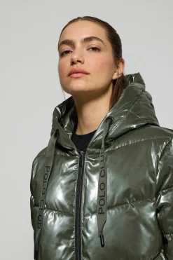Polo Club Vestes*Manteau métallisé Catele avec capuche fixe et détails Vert