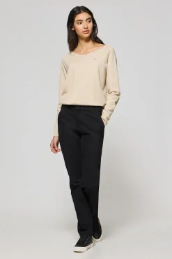 Polo Club Pantalons*Pantalon chino May avec broderie sur une poche minimaliste Noir