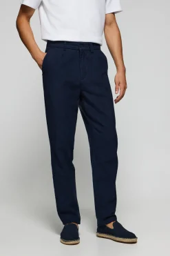 Polo Club Pantalons*Pantalon Cuba en lin et coton avec détails brodés Bleu Marine