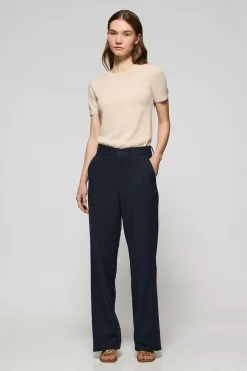 Polo Club Pantalons*Pantalon Tamara en lin et coton avec détails brodés Bleu Marine