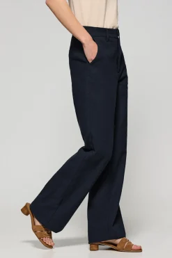 Polo Club Pantalons*Pantalon Tamara en lin et coton avec détails brodés Bleu Marine