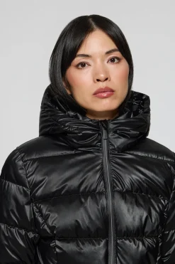 Polo Club Vestes*Parka à effet brillant Snow avec capuche fixe et détails Noir