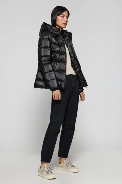 Polo Club Vestes*Parka à effet brillant Snow avec capuche fixe et détails Noir